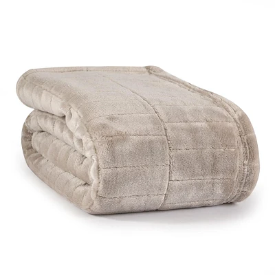 Recycled Cozy Textured Blanket, Taupe (90" x 90") by Nemcor