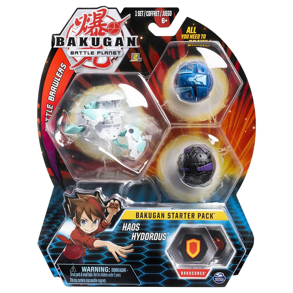 Bakugan Starter Pack 3-Pack, Haos Hydorous, Collectible Action Figures, for Ages 6 and Up