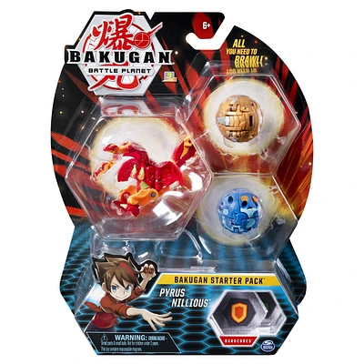 Bakugan Starter Pack 3-Pack, Pyrus Nillious, Collectible Action Figures, for Ages 6 and Up