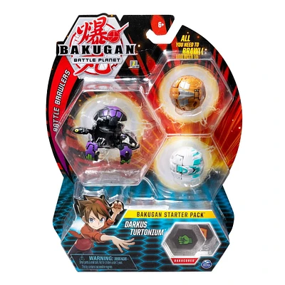 Bakugan Starter Pack 3-Pack, Darkus Turtonium, Collectible Action Figures, for Ages 6 and Up