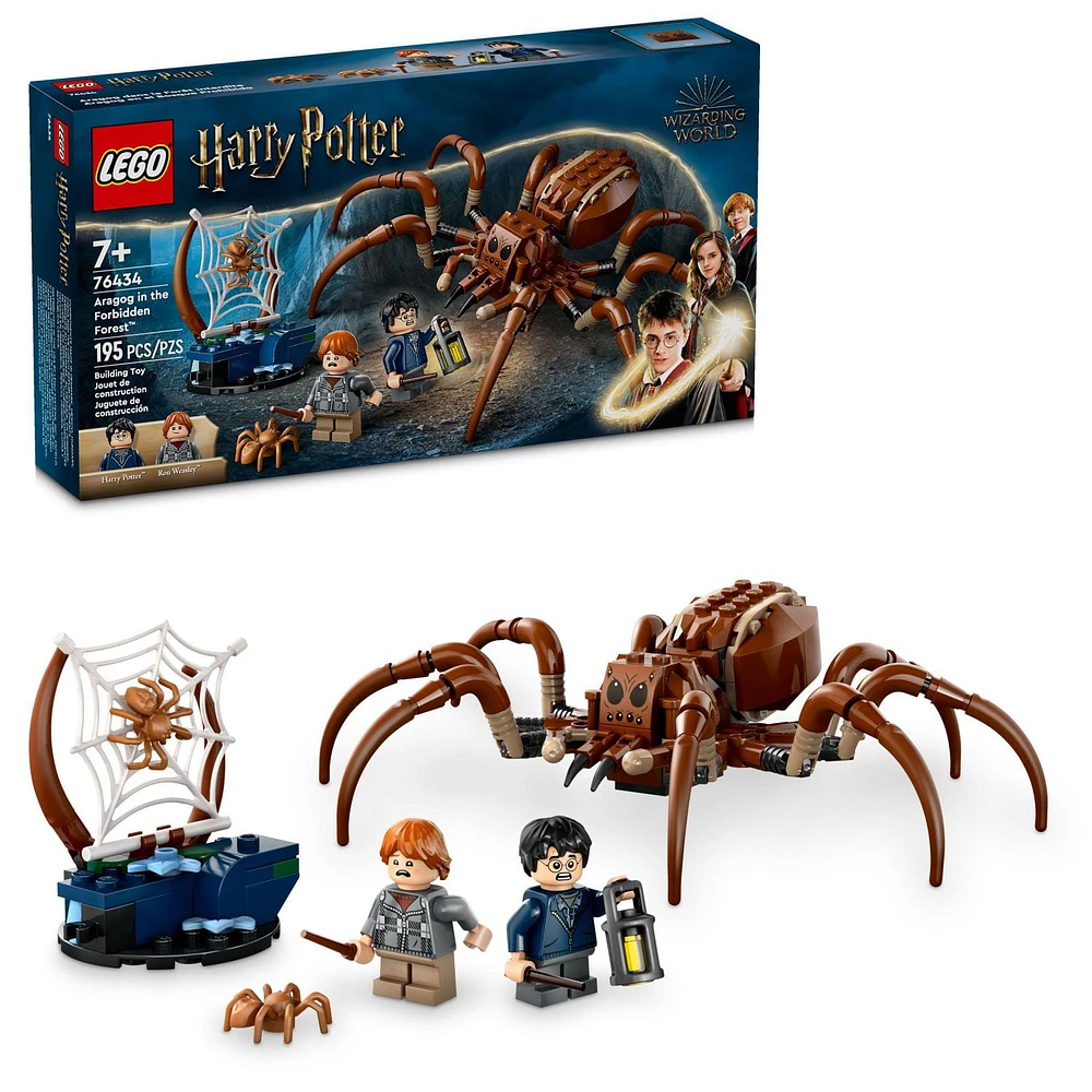 LEGO Harry Potter Aragog in the Forbidden Forest, Spider Toy Playset for Kids, Harry Potter Collectible with Magical Creature and 2 Minifigures, Harry Potter Toy for 7 Year Old Boys and Girls, 76434, Includes 195 Pieces, Ages 7+