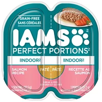 Iams Perfect Portions Grain Free Indoor Salmon Paté Healthy Adult Wet Cat Food, 75g