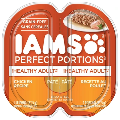 Iams Perfect Portions Grain Free Chicken Paté Healthy Adult Wet Cat Food, 75g