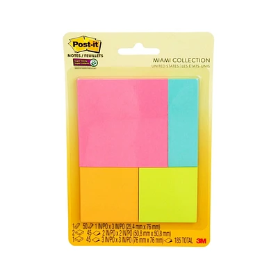 Post-it® Super Sticky Notes, 3322-SSPM-C, Miami collection, multiple sizes