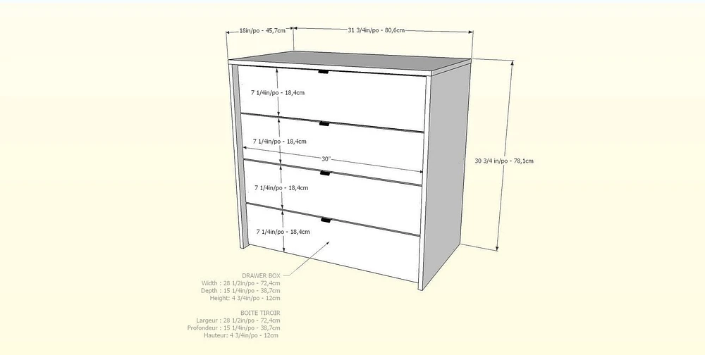 Nexera Opaci-T 4-Drawer Chest, Black and Ebony