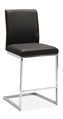 Topline Home Furnishings Black Leather Floating Counter-height Chair