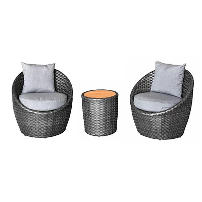 All-Space 3-Piece Barrel Shape Metal Patio Set with Storage Cover - Cast Slate