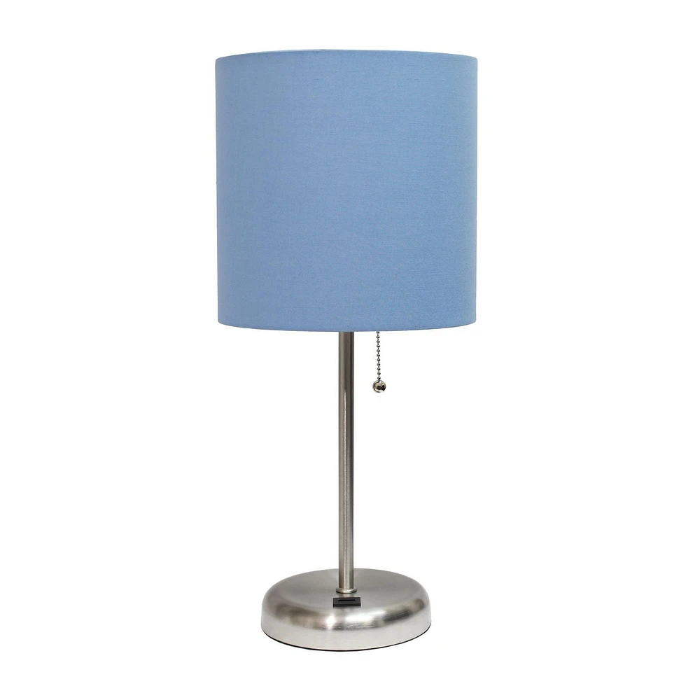 LimeLights Stick Lamp with USB charging port and Fabric Shade