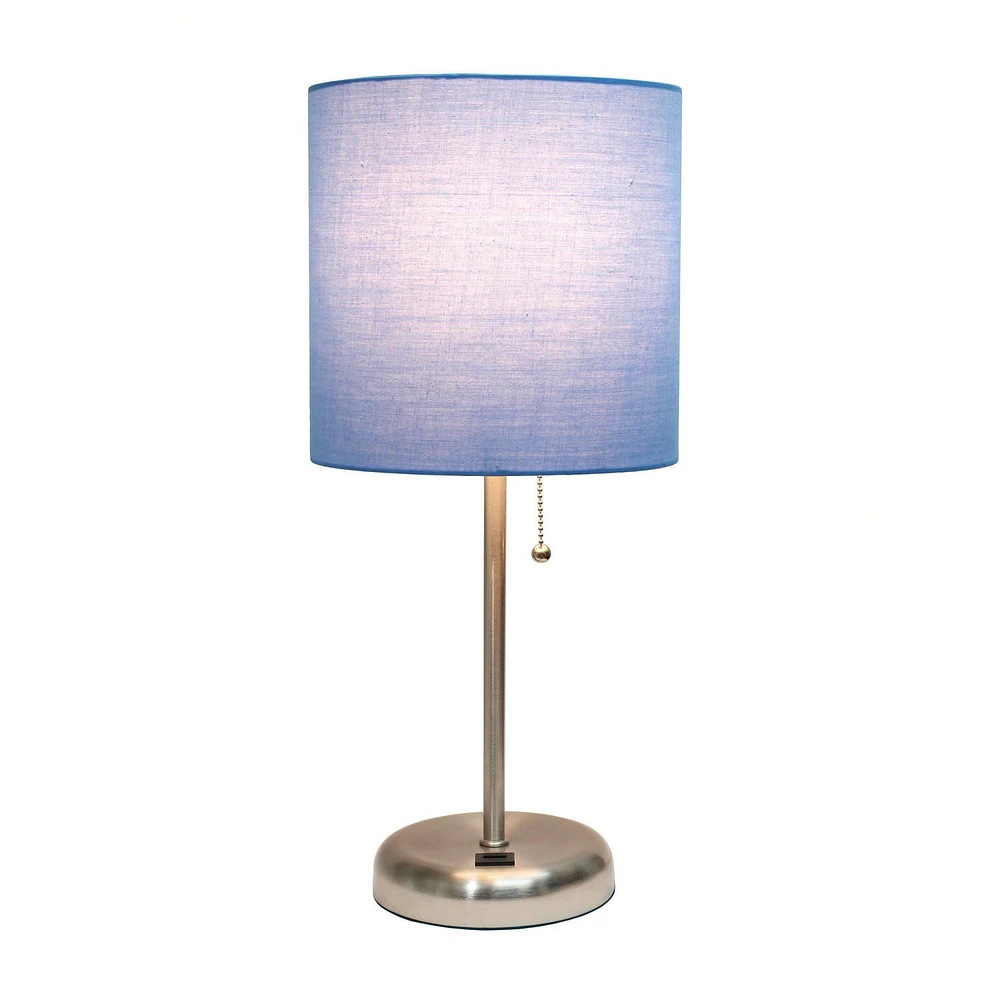 LimeLights Stick Lamp with USB charging port and Fabric Shade