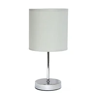 Simple Designs Chrome Mini Basic Table Lamp with Fabric Shade