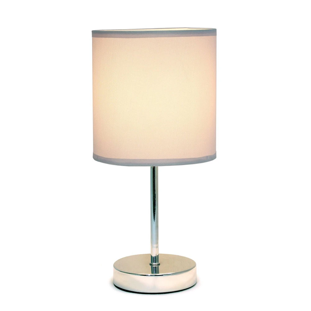 Simple Designs Chrome Mini Basic Table Lamp with Fabric Shade