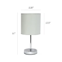 Simple Designs Chrome Mini Basic Table Lamp with Fabric Shade