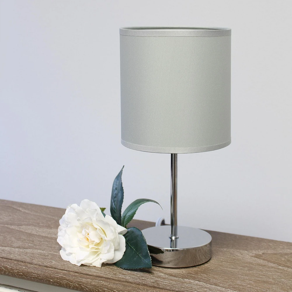 Simple Designs Chrome Mini Basic Table Lamp with Fabric Shade