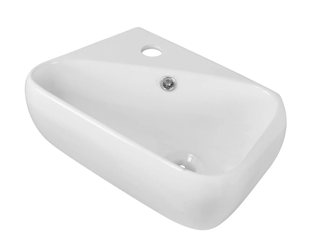 in. W Above Counter White Bathroom Vessel Sink Set For 1 Hole Left Faucet AI