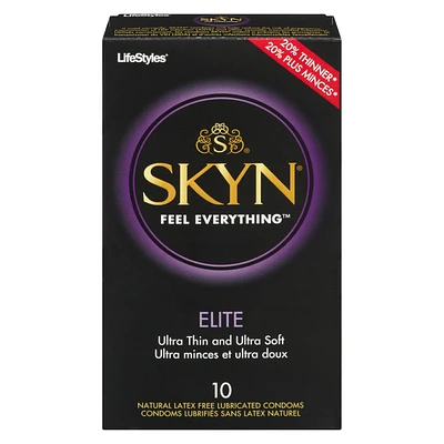 SKYN Elite Lot de 10 préservatifs ultra fins et ultra doux en polyisoprène synthétique, sans latex 10 conservateurs