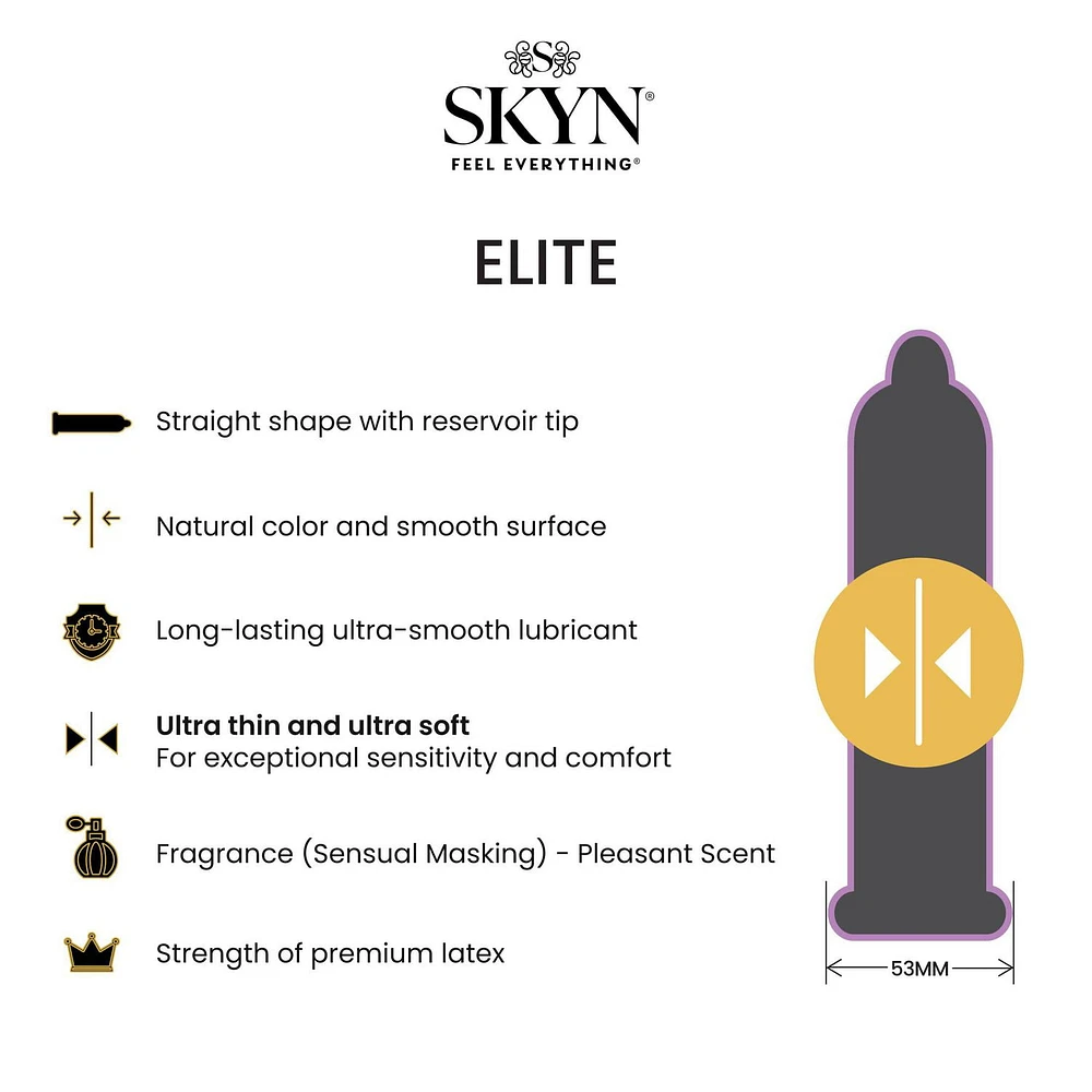 SKYN Elite Lot de 10 préservatifs ultra fins et ultra doux en polyisoprène synthétique, sans latex 10 conservateurs