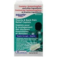 Equate Caplets pour le soulagement des douleurs musculaires et dorsales 40 Caplets, Régulier