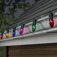 Holiday Time Multi-Color Incandescent C9 Holiday String Lights, 21’, Green Wire (25 Count), 10" (25.4 cm) bulb spacing