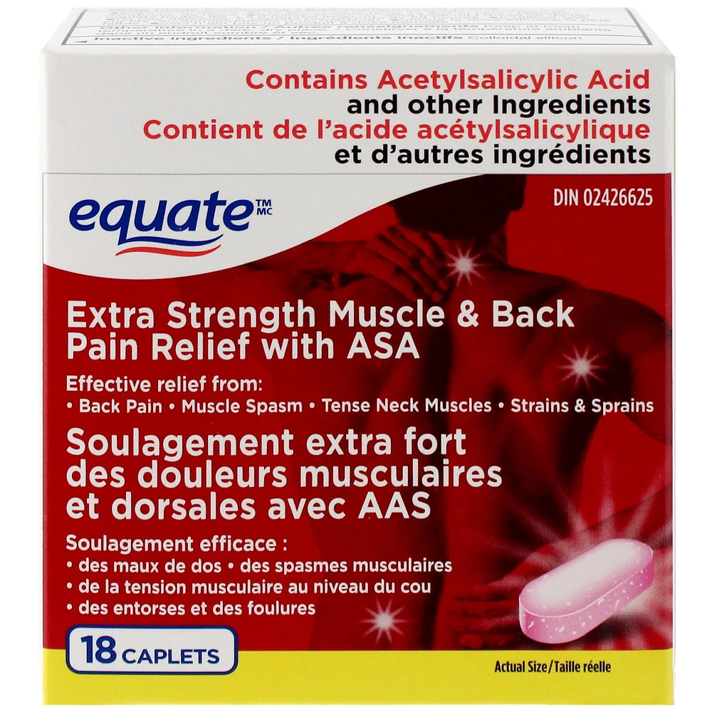 Equate Extra Strength Muscle & Back Pain Relief with ASA, 18 Caplets