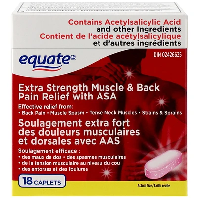 Equate Extra Strength Muscle & Back Pain Relief with ASA, 18 Caplets