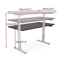 Hi5 Electric Height Adjustable Standing Desks with Rectangular Tabletop (47.25" x 24"/120 x 60cm), Black Top/Black Frame