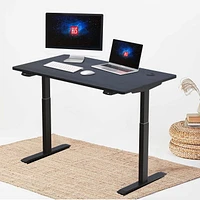 Hi5 Electric Height Adjustable Standing Desks with Rectangular Tabletop (47.25" x 24"/120 x 60cm), Black Top/Black Frame