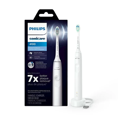 Brosse à dents électrique Philips Sonicare 4100, brosse à dents électrique rechargeable avec capteur de pression, blanc, HX3681/23 Brosse à dents électrique Philips Sonicare 4100