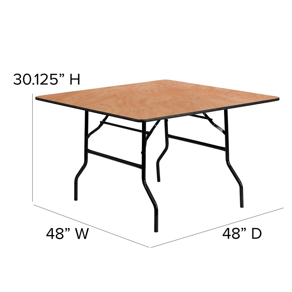 48'' Square Wood Folding Banquet Table