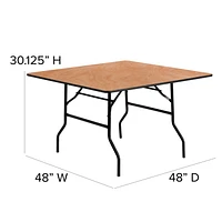 48'' Square Wood Folding Banquet Table