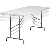 30''W x 72''L Height Adjustable Granite White Plastic Folding Table