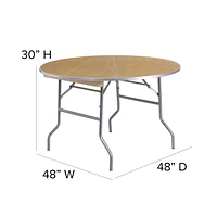 48'' Round HEAVY DUTY Birchwood Folding Banquet Table with METAL Edges