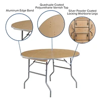 48'' Round HEAVY DUTY Birchwood Folding Banquet Table with METAL Edges