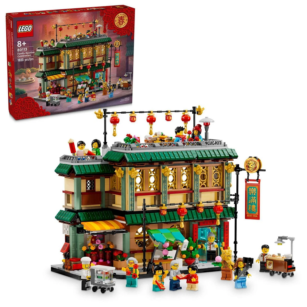 LEGO Family Reunion Celebration Building Toy for Kids, Restaurant Playset with Toy Kitchen and 13 Minifigures for Pretend Play, Family Gift Set for Boys and Girls Ages 8 and Up, 80113