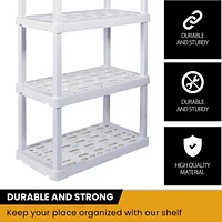 Hyper Tough 56"H x 14"D x 30"W 4 Shelf Plastic Garage Shelves, Storage Shelving Unit, White-400 Lbs Capacity