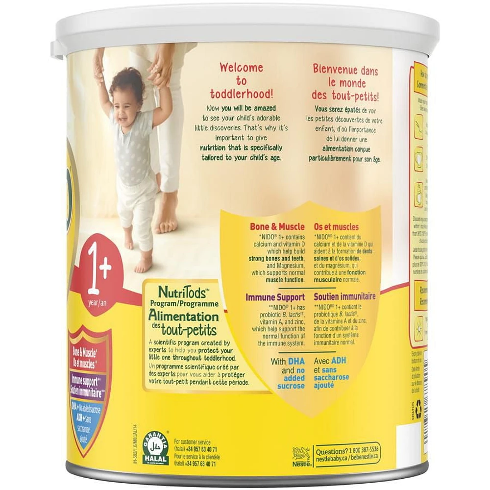 NIDO 1+ Toddler Milk-Based Nutritional Supplement With Calcium, Vitamins D and A, Magnesium, Probiotics, DHA, For Teeth, Muscles, Bones, Immune System And Brain Development 850 g, 850 g