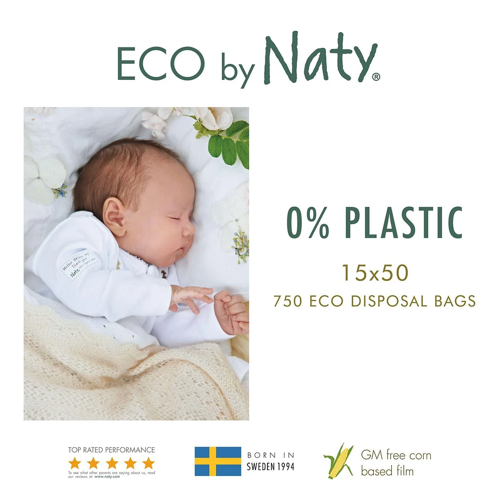 Eco by Naty Biodegradable Diaper Disposal Bags, 15 x 50 Bags (250 Bags)