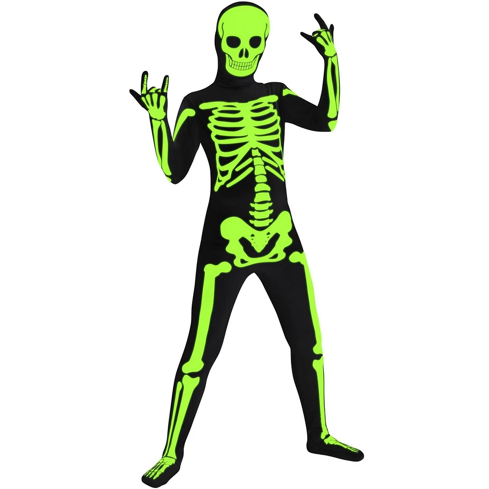 Morphsuits Glow in the dark Skeleton Skinsuit Halloween costume for children, X-Large