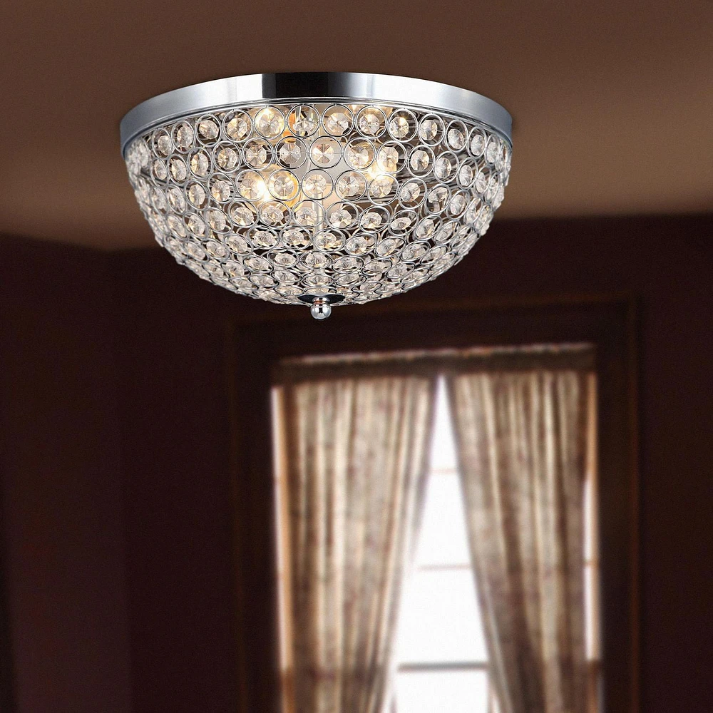 Elegant Designs 2 Light Elipse Crystal Flush Mount Ceiling Light