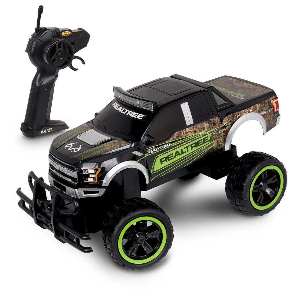 NKOK 14"L RealTree Ford F-150 Raptor 1/14 Scale RC Toy - Black & White