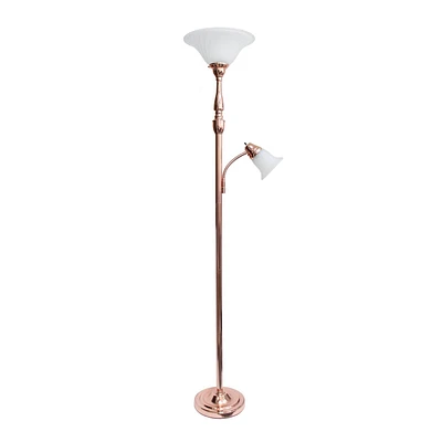 Elegant Designs 2 Light Mother Daughter Floor Lamp with White Marble Glass