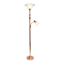 Elegant Designs 2 Light Mother Daughter Floor Lamp with White Marble Glass