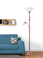 Elegant Designs 2 Light Mother Daughter Floor Lamp with White Marble Glass