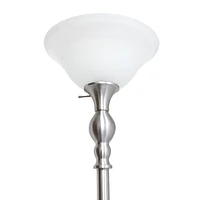 Elegant Designs 1 Light Torchiere Floor Lamp with Marbleized White Glass Shade