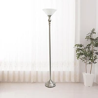 Elegant Designs 1 Light Torchiere Floor Lamp with Marbleized White Glass Shade