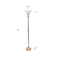 Elegant Designs 1 Light Torchiere Floor Lamp with Marbleized White Glass Shade