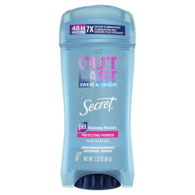 Antisudorifique et désodorisant gel clarté pour femmes Secret Outlast Transpiration et odeurs parfum Protection en poudre, 73 g