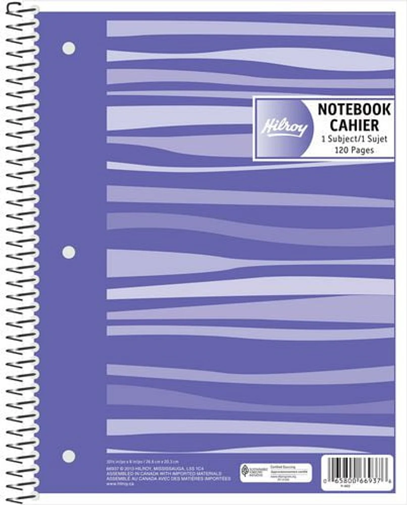 Hilroy Fashion Coil 3-Hole Notebook with Margin 1 Subject, Notebook