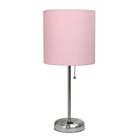 LimeLights Stick Lamp with Charging Outlet and Fabric Shade