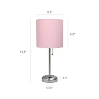 LimeLights Stick Lamp with Charging Outlet and Fabric Shade