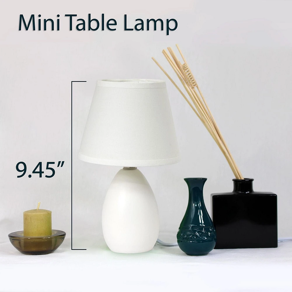 Simple Designs Mini Egg Oval Ceramic Table Lamp 2 Pack Set